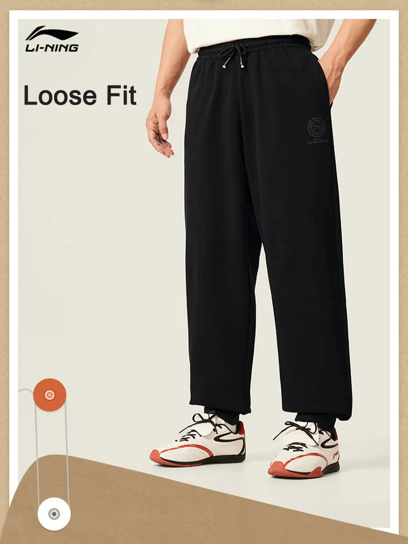 Li-Ning Men's Sports Style Pants SORONA Loose Fit Adjustable Waist Comfortable LiNing Leisure Sweatpants AKLV371