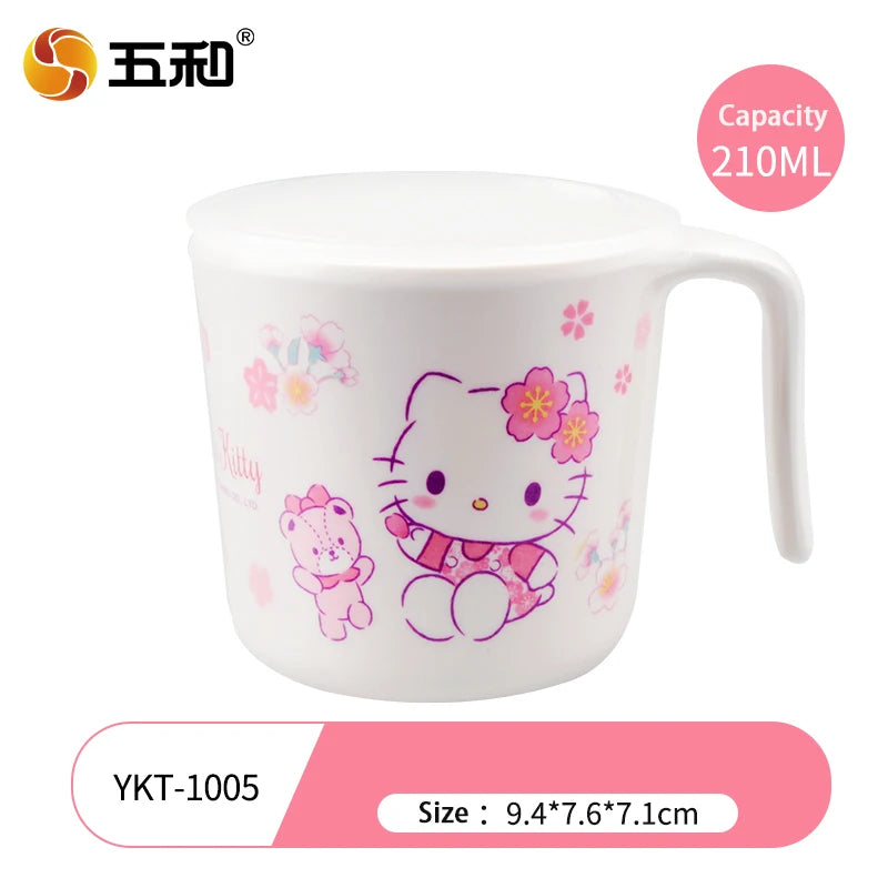 For Cherry Blossom Hello Kitty Tableware Baby Complementary Food Bowls BPA-Free Dining Plates Rice Bowl Cartoon Divided Plates