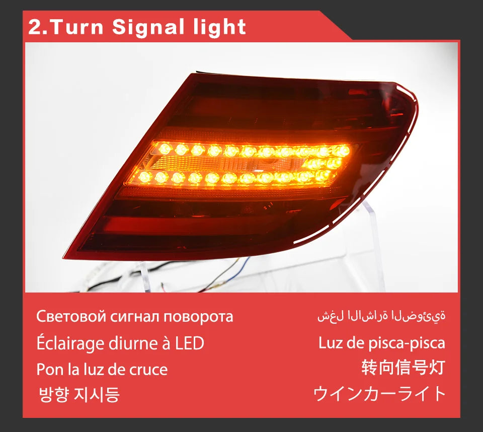 AKD Tail Lamp for Benz W204 LED Tail Light 2007-2013 C180 C200 C300 C350 C63 Rear Fog Brake Turn Signal Automotive Accessories