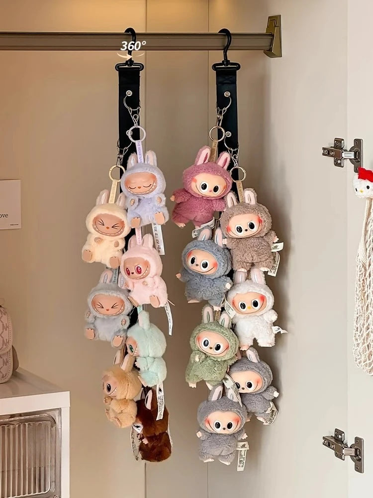 Hanging Storage Hook for Labubu Cartoon Doll Storage Rack with 8 Hooks Door & Wall Hanging Organizer for Labubu Accessories