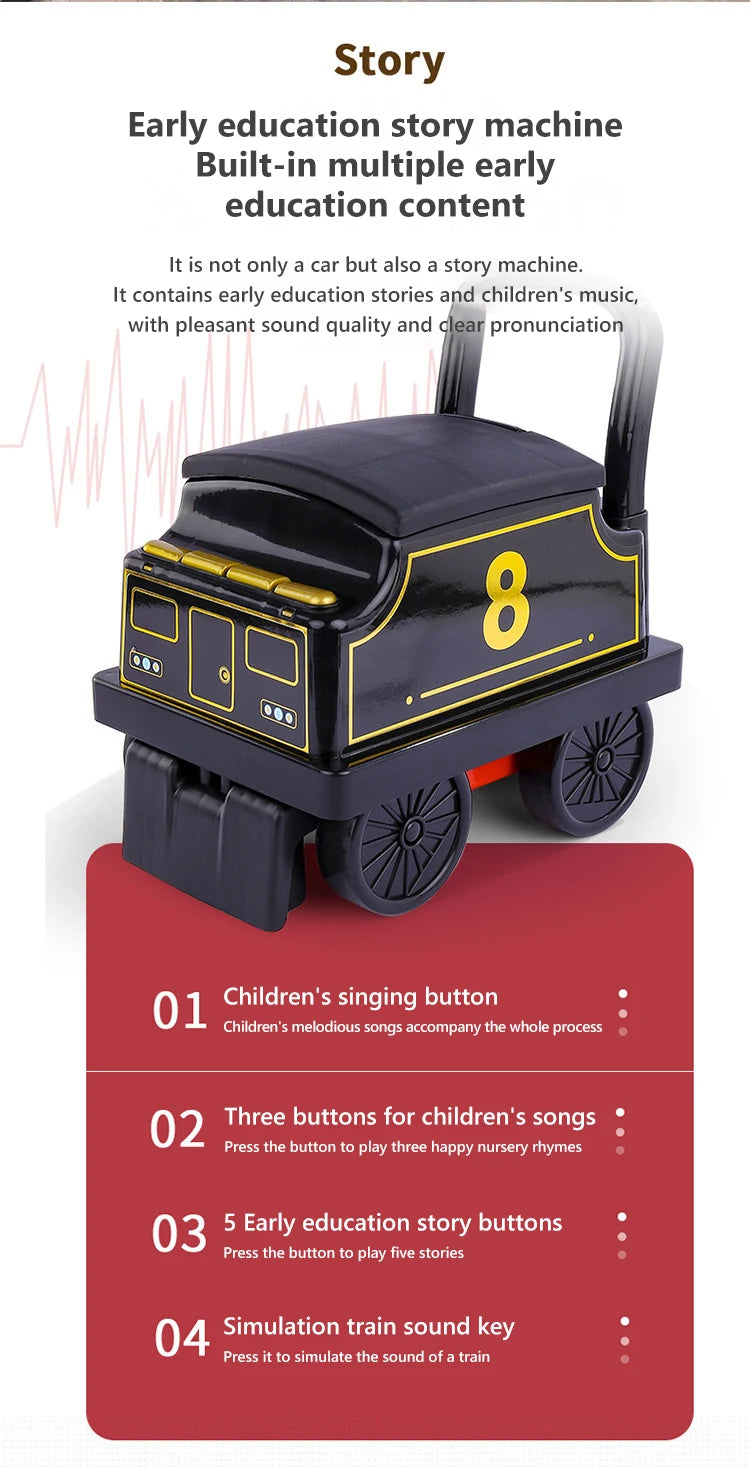Child Electric Train Kids Riding Toy Ailway Classical  Model Can Carry Train Rail Car Children's Baby Walker Stroller Toys Gifts