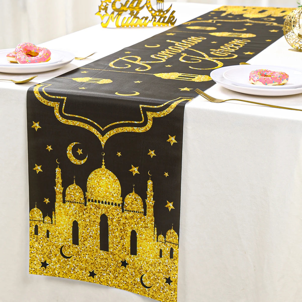 Ramadan Table Runner Eid Mubarak Decoration 2026 for Home Ramadan Kareem Ramadan Mubarak Islamic Muslim Party Eid Al-Fitr Gifts