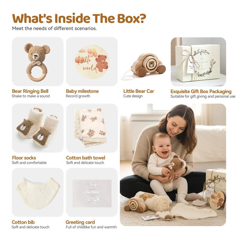 Baby Double-sided Cotton Bath Towel Newborn Care Set Children's Memorial Card Newborn Baby Gift Box Boy And Girl Bathing Set