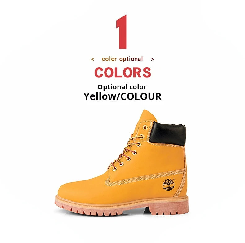 Boots Men High Top Boots Men's Leather Shoes Winter Fashion Shoes Outdoor Sneakers Lace Up Non-Slip Ankle Boots Male