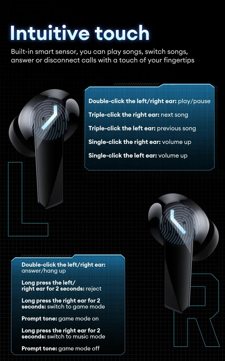 Original Lenovo GM2 Pro Max XT53 Bluetooth Earphones TWS Wireless Headphones Game Sport Headset Noise Cancelling Music Earbuds