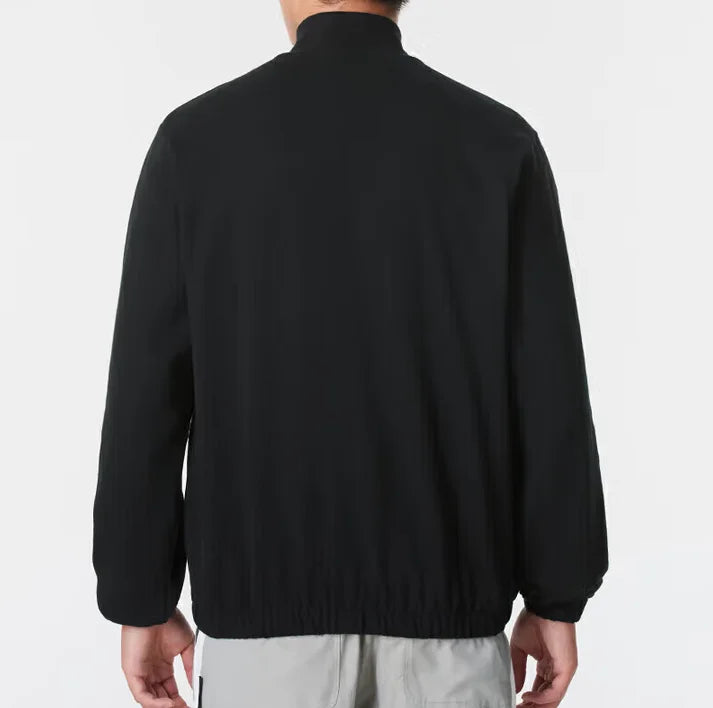 Nike's New Club Series Stand-Up Collar Knit Zipper Outdoor Running Men's Sports Jacket, Comfortable and Skin-Friendly, Stylish Fitness Training Jacket, Cool Black Versatile Trendy Street Style Casual Top, Recommended for Goin