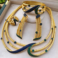 GODKI Leaf Charms 4Pcs Luxury Nigerian Jewelry Set For Women Wedding Cubic Zircon Dubai Bridal Necklace Earring Bangle Ring Set