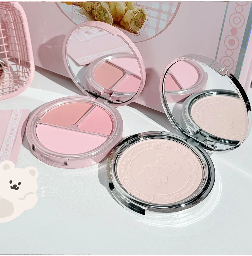 ART VALUE 7PC Makeup Sets Include 3 Colors Lip Mud,1 Pressed Powder,1 Blush,1 Eyeshadow Palette,1 Necklace Beauty Makeup Sets