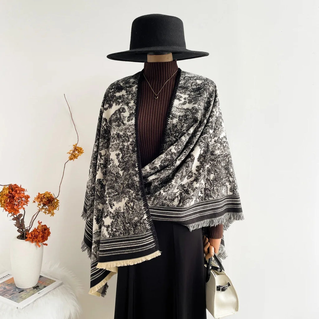 Warm Faux Cashmere Double-Sided Women's Scarf Spring Autumn Winter Air Conditioned Room Decorated Aslan Cape Fashionable Commute