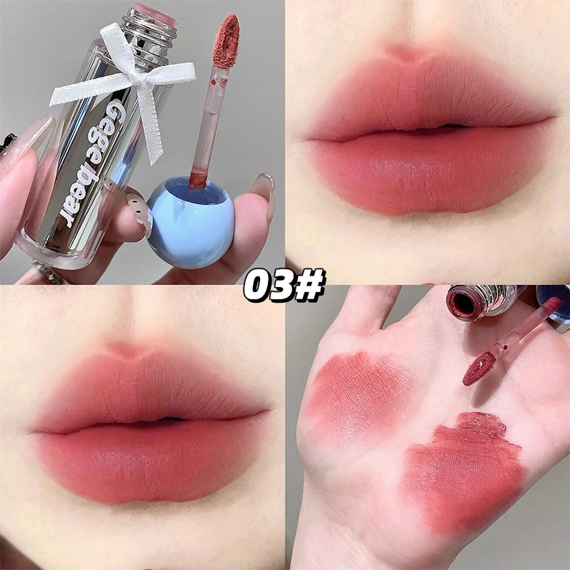 Gege bear Artistic Soft Mist Mousse Lip Glaze Velvet Matte Lipstick Holding Makeup Not Easy to Sticky Cosmetics Lipstick