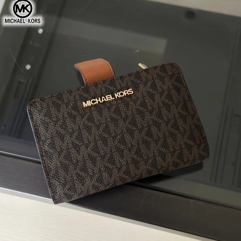 2026 New Michael Kors Women's Fashion Luxury Men's and Women's MK Leisure High end Wallet Card Bag Folding Versatile Zero Wallet