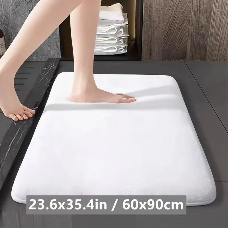 Super Absorbent Bathroom Anti Slip Mat Coral Fleece Solid Floor Mat Bathroom Absorbent Foot Mat Household Washbasin Door Mat