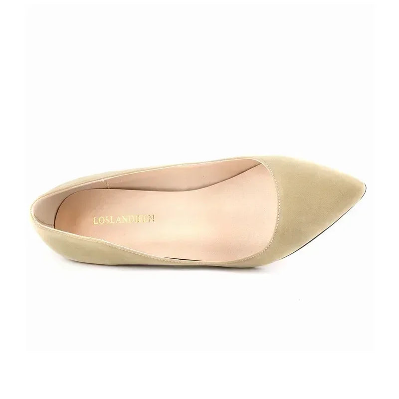 Large Size Women Solid Color Pumps Classic 5cm Low High Heels Breathable slip on Pointed Toe Stiletto Female Work Wedding Shoes
