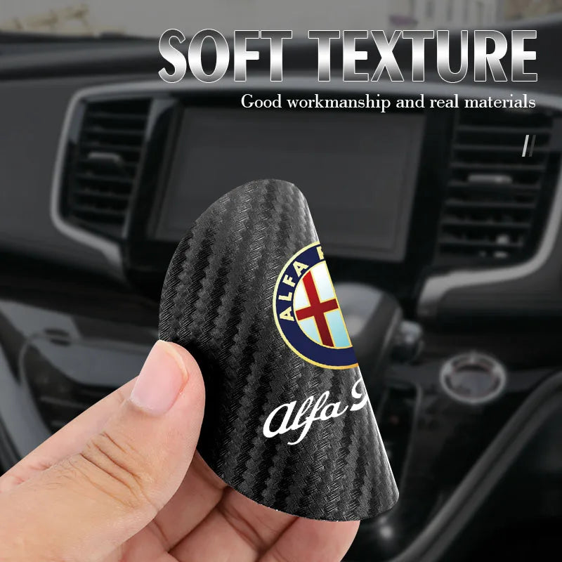 2Pcs For Alfa Romeo Giulia Stelvio 156 Tonale Brera Giulietta Disco Vola Car Carbon Leather Water Cup Pad Anti-noise Coaster Mat