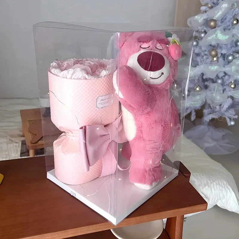 Disney Lotso Rose Romantic Creative Cute Eternal Flower Pink Bouquet Soap Flower  Birthday Gift Valentine'S Day Gift