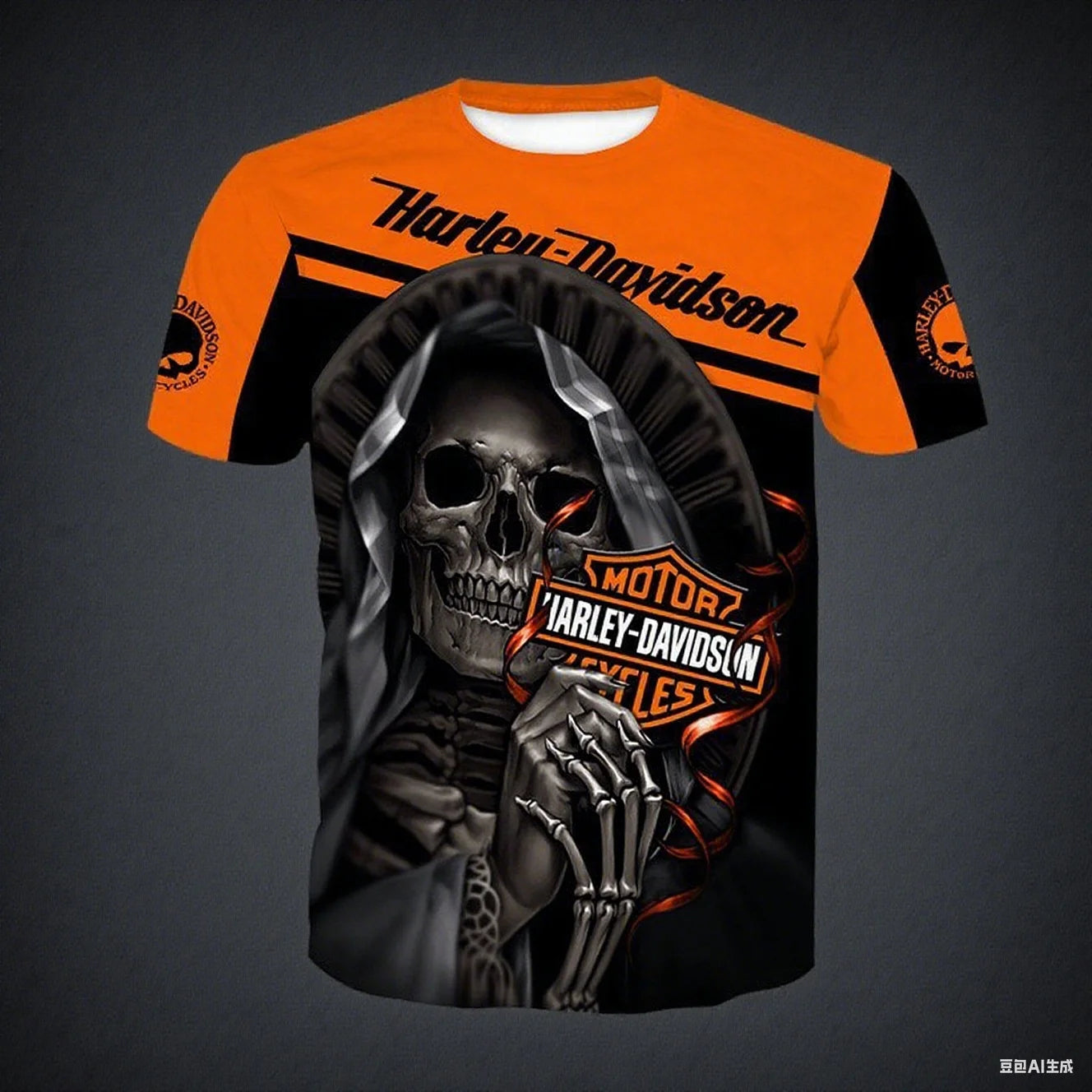 For Harley Davidson European and American Trend Street Motorcycle Tough Man Motorcycle Cotton Printed Short Sleeve High Quality