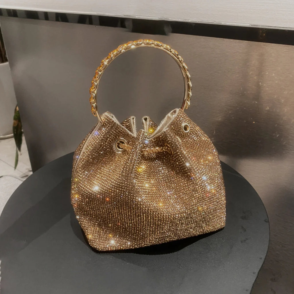 silver clutch bag Luxury Designer Women's Barrel Sparkling Rhinestone Banquet Bag Tassel wallet woman party High Quality Chain