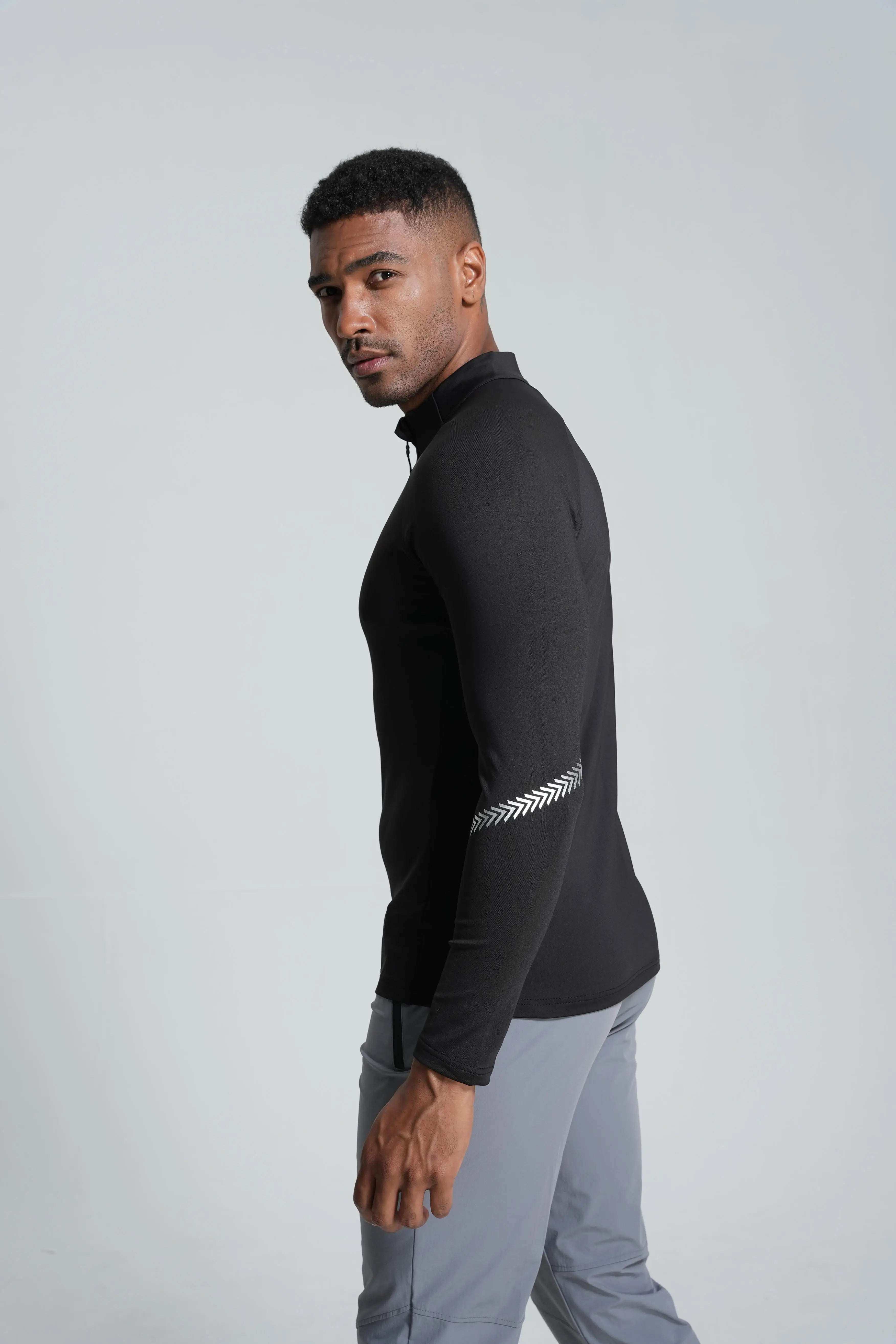 Winter Mens Running Jackets Long Sleeve Full Zipper Training Shirts Workout Sports Sweatershirt Sportswear Elastic Reflective