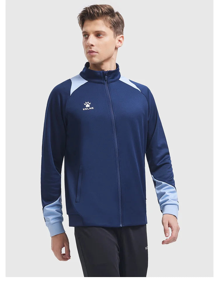 KELME Men's Running Jacket Football Sport Training Coat Windproof Fitness Jogging Sportwear Warm Lamb Woll Jackets 8361WT1064