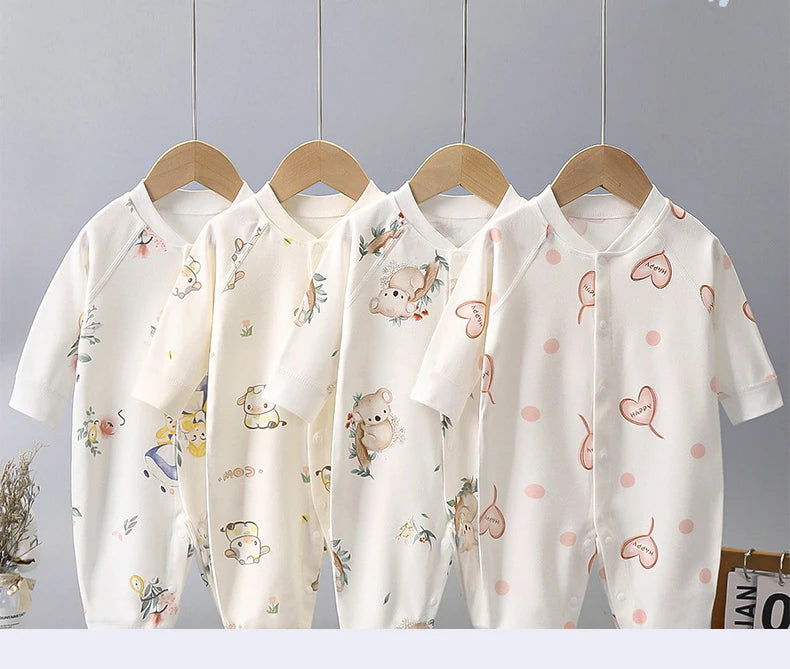 Baby Autumn Clothes Long Sleeved Spring and Autumn Jumpsuit, Pure Cotton Baby Climbing Clothes Boneless Single Breasted Hoodie