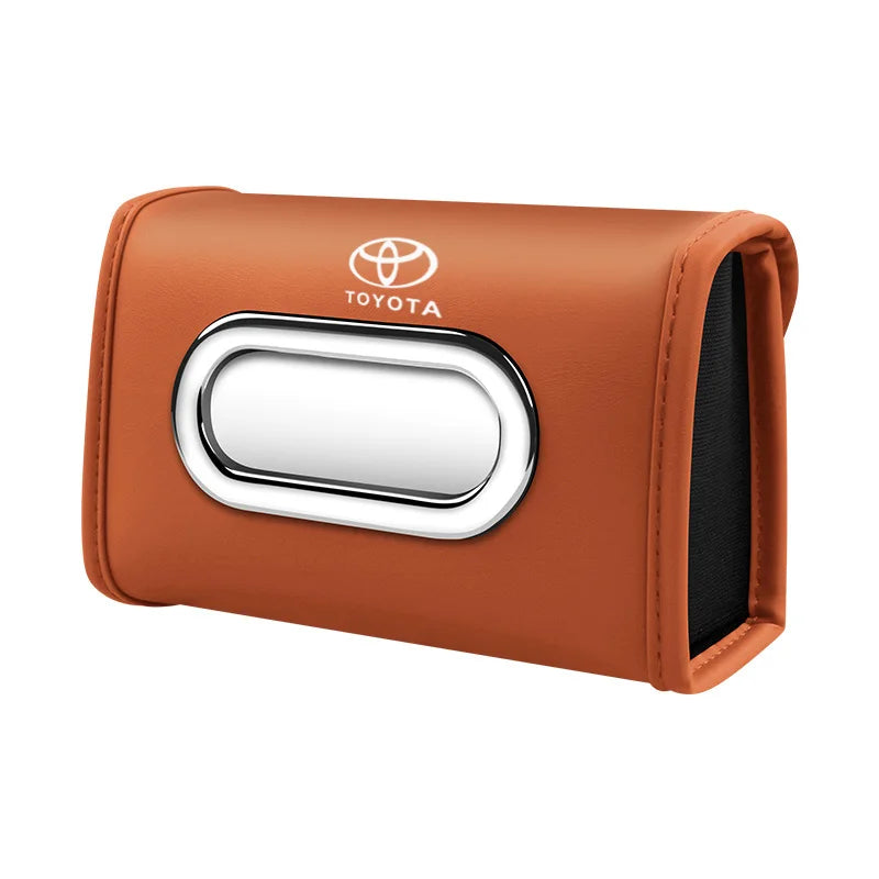 Toyota car tissue box holder flip-top design hanging car seat back tissue box PU leather high quality