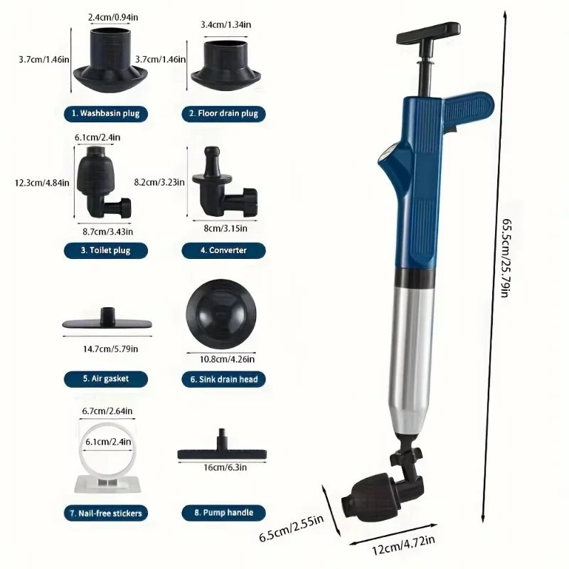 Pipeline Cleaning Tools Set High-pressure Plunger Sewer Dredge for Bathroom Toilet Kitchen Sink Drainage Pipes Unblocking Device