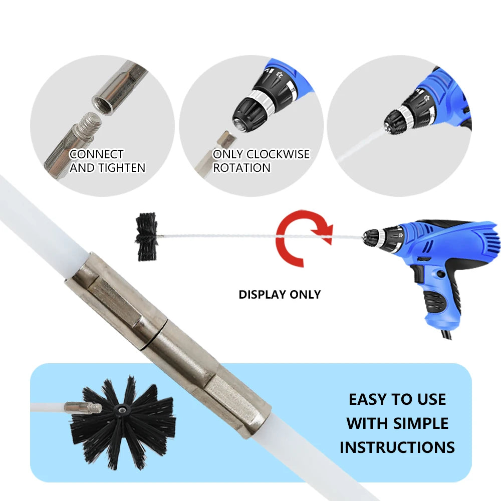 Flexible Chimney Cleaning Brush Extendable Flexible Dryer Vent Cleaner Soft Bristle Effective Air Duct Cleaning Tool