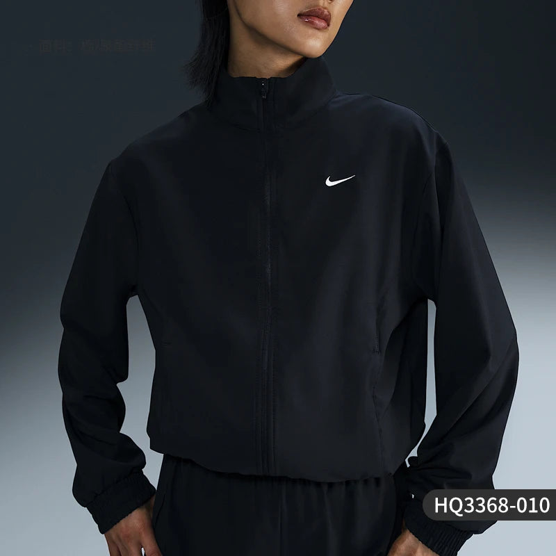 Nike genuine 2025 women's woven soft and durable training stand up collar jacket HQ3368-010