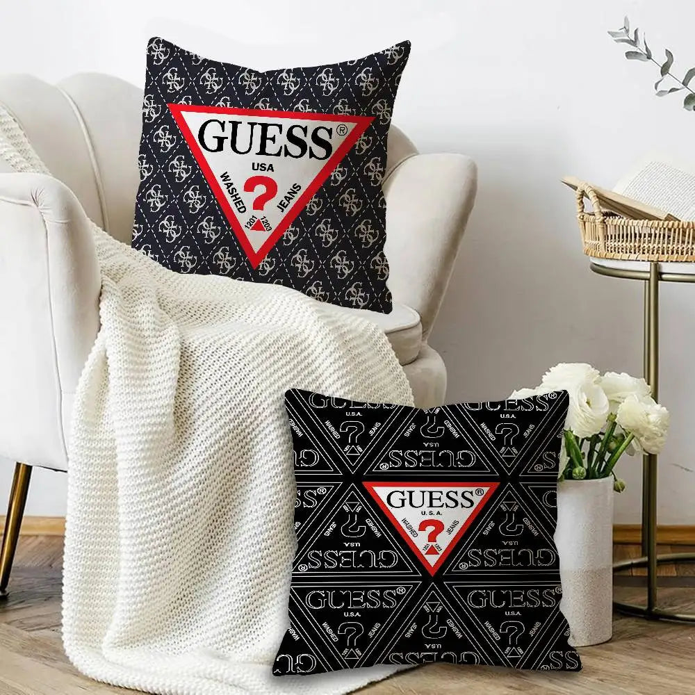 Fashion G_GuessS Logo Printed Pillow Gift Home Office Decoration Pillow Bedroom Sofa Car Cushion CoverPillow Case
