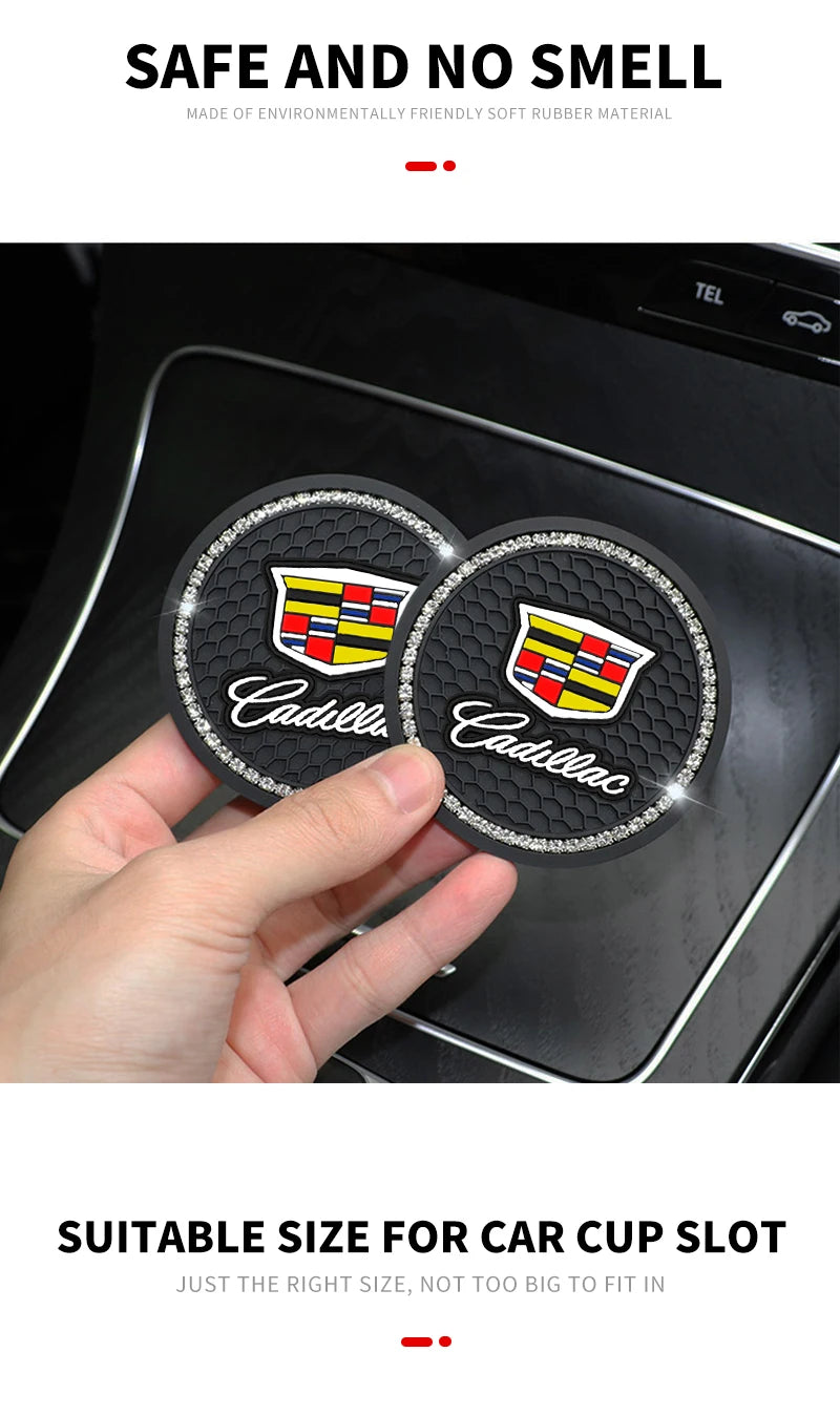 Car Non-slip Water Cup Pad Diamond Rhinestone Bling Decoration For Cadillac Escalade GT4 XT4 ATS XT5 CTS XTS RS Accessories