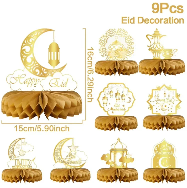 Eid Mubarak Honeycomb Desktop Decor Ramadan Decor 2025 Paper Eid Ornaments Ramadan Kareem Islamic Muslim Party Eid Al Adha Gifts