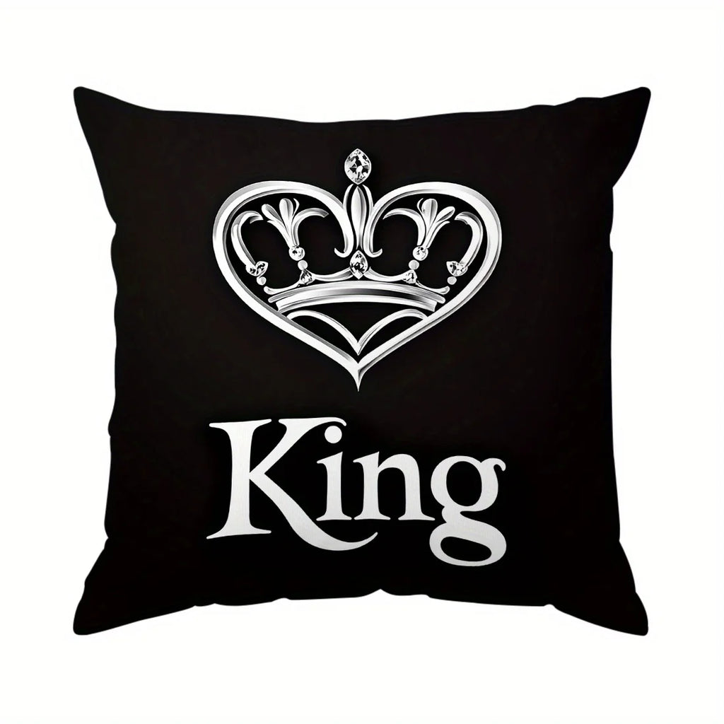 One-piece red and black crown single-sided printed pillowcase, suitable for sofas and home décor, pillow insert not included.