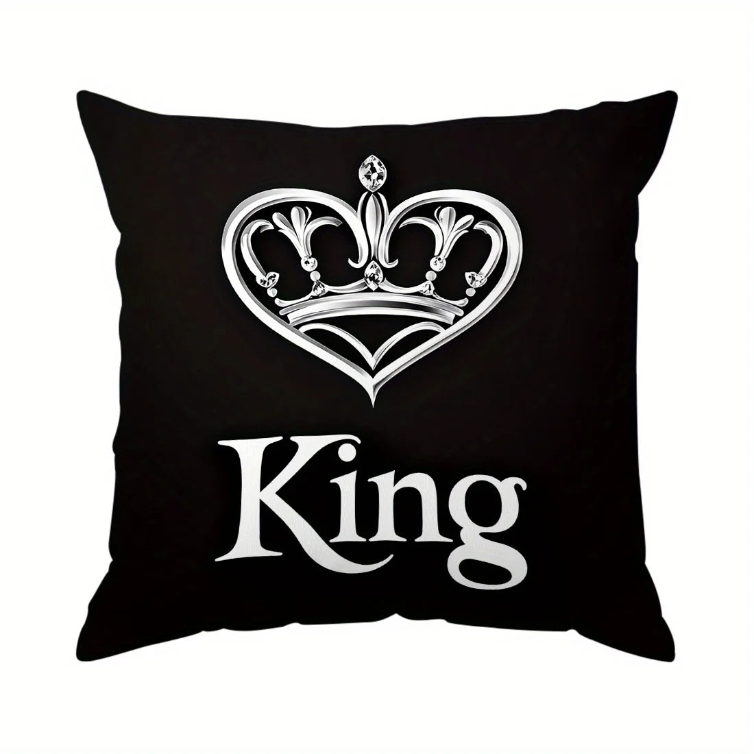 One-piece red and black crown single-sided printed pillowcase, suitable for sofas and home décor, pillow insert not included.