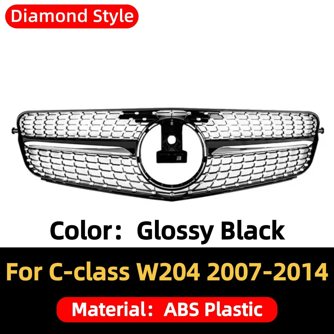 Front Bumper Grille Grill Tuning Accessories For Mercedes Benz C class W204 2007-2014 C180 C200 C250 C300 AMG GT Diamond Style