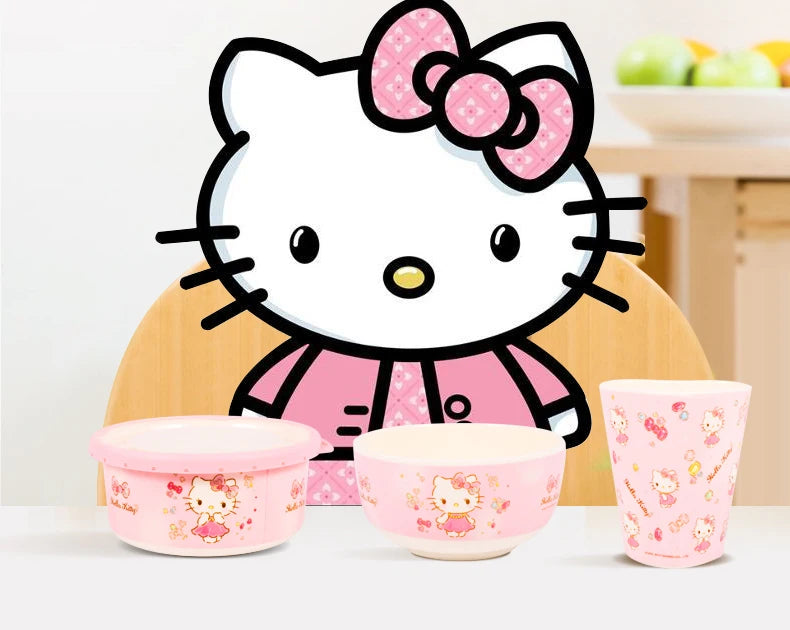 For Hello Kitty Children Tableware Cartoon Irregular-shaped Bowls Anti-scald Dining Plates BPA Free Baby Food Supplement Bowls