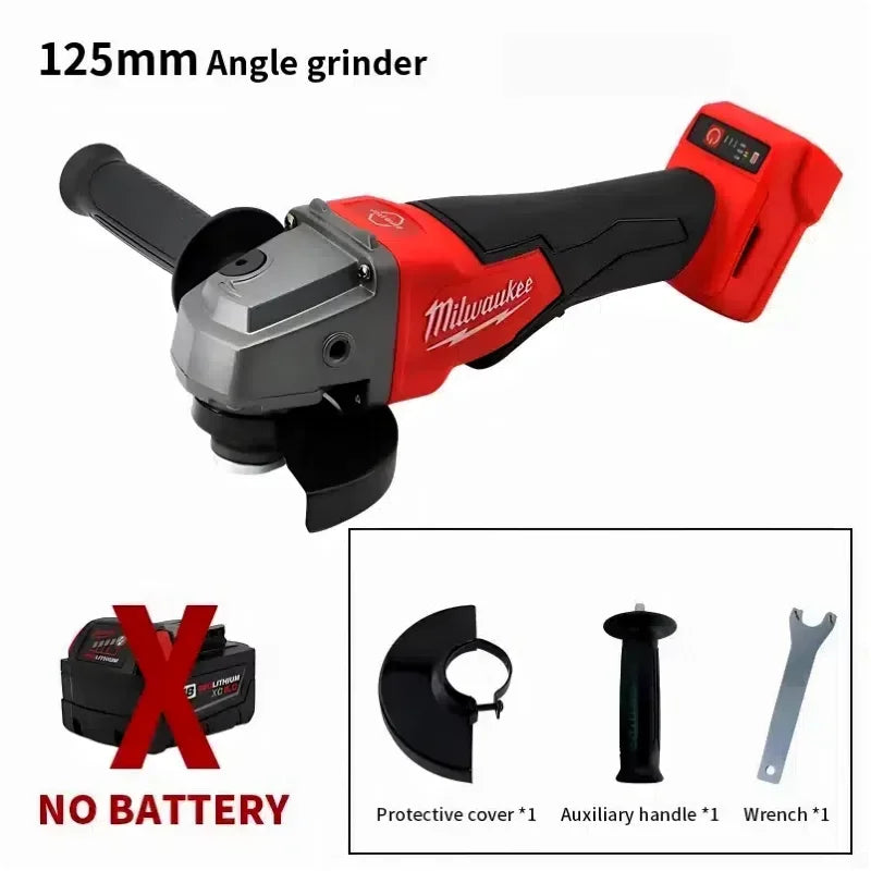 Milwaukee Angle Grinder 125MM Polishing Cutting Machine Grinder Paddle Switch No-Lock High Power Electric Cordless Power Tools