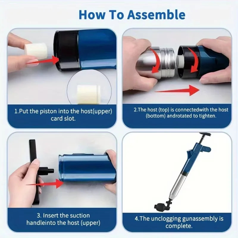 Pipeline Cleaning Tools Set High-pressure Plunger Sewer Dredge for Bathroom Toilet Kitchen Sink Drainage Pipes Unblocking Device