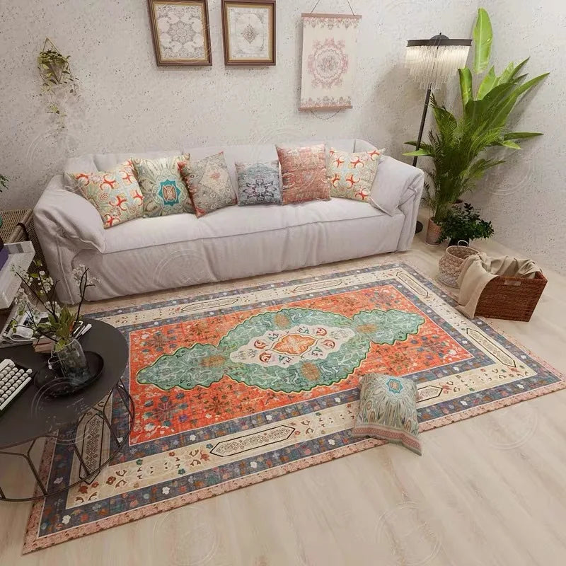 VIKAMA Washable Foldable Imitation Cashmere Carpet Entry Door Mat Persian Retro Style Living Room Bedroom Bed Soft Mat