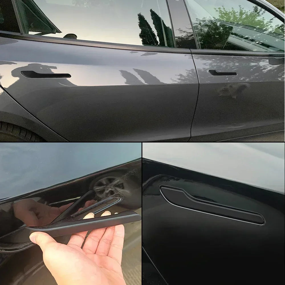 Door Handle Sticker for Tesla Model 3/Y/3 Highland Model Y Juniper 2025 Carbon Fiber Door Protector Wrap Cover Paste Accessories