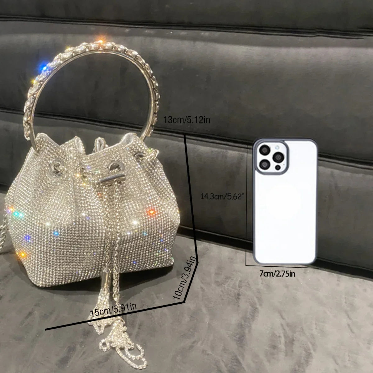 silver clutch bag Luxury Designer Women's Barrel Sparkling Rhinestone Banquet Bag Tassel wallet woman party High Quality Chain