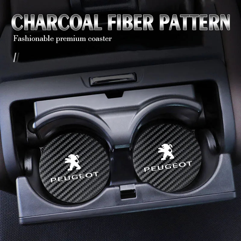 2Pcs Car coaster water anti slip pad silicone waterproof interior accessories For Peugeot 206 208 207 3008 308 2008 107 508 607