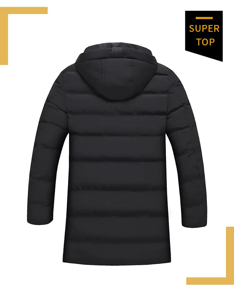 Mens Winter Coat Thickened Cotton Jacket Hooded Long Parkas Warm Windproof Outdoor Casual Jackets for Men Fashion 2025