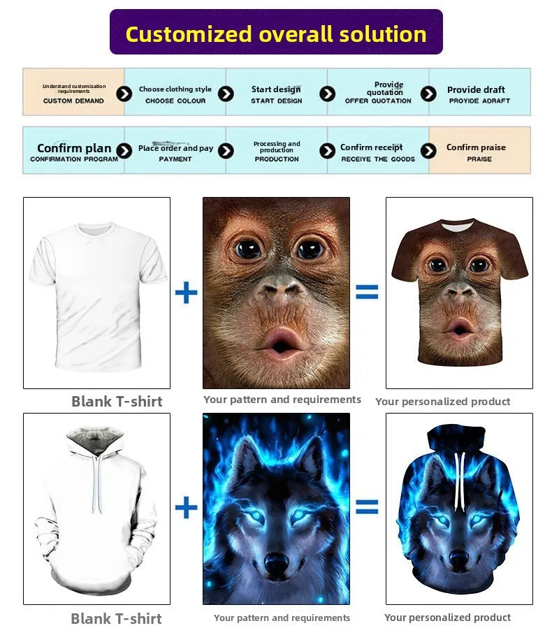 Men's Hoodie Sweatshirt 3D Print Casual Sportswear Long Sleeve Loose Fit Spring Autumn Set with Pants Polyester Fabric