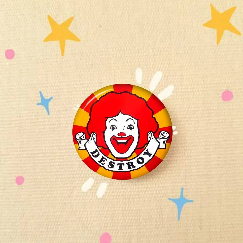 Anime Creative Tinplate Soft Button Pins Animal Icon Brooch Lapel Backpack Badge Accessories Pin Hot McDonalds logo Corp
