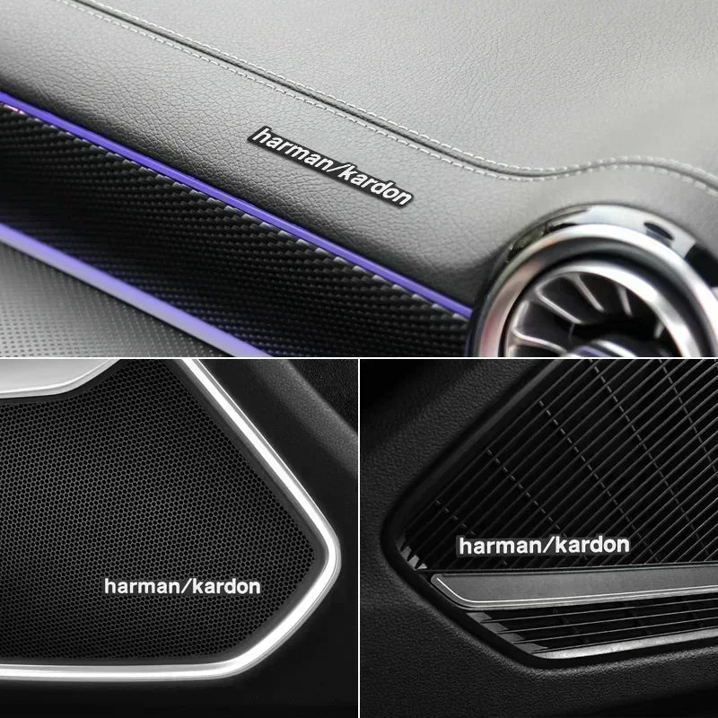 Harman Kardon Badge aluminum 3D car audio sticker For BMW M Renault Toyota Ford Skoda Opel Mitsubishi Hyundai Tesla Audi RS