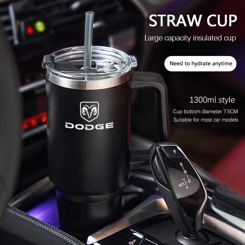 Car Straw Cup Large Capacity Portable Car Outdoor Insulated Cup For Dodge Ram Durango Charger SRT Dart Journey Avenger Caliber