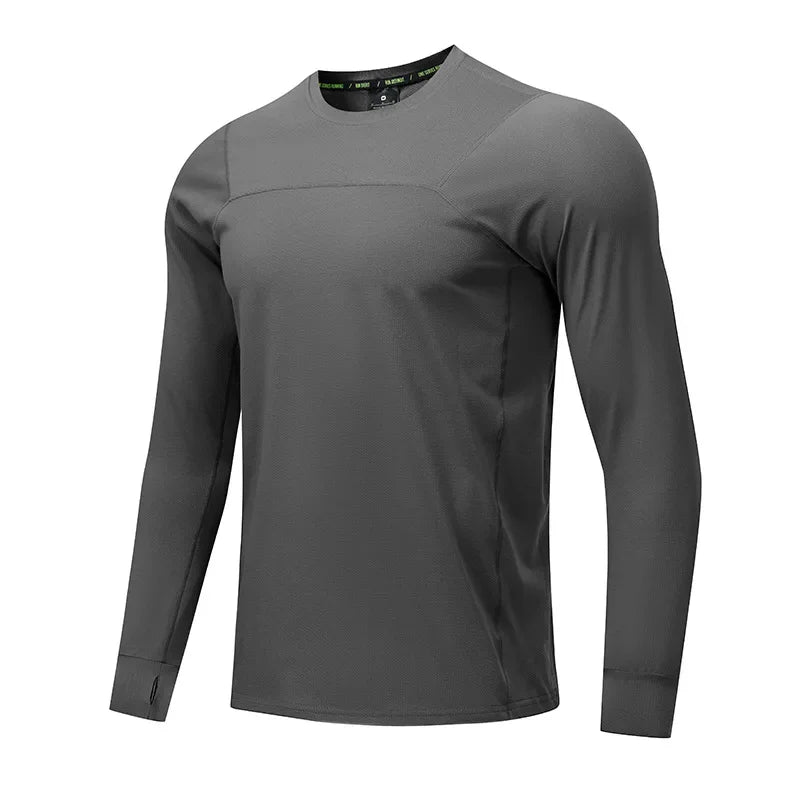 Quick Dry Long Sleeve T-Shirt Men's Thin Collar Breathable Outdoor Sports Base Shirt Striped Pattern Casual Comfortable Top