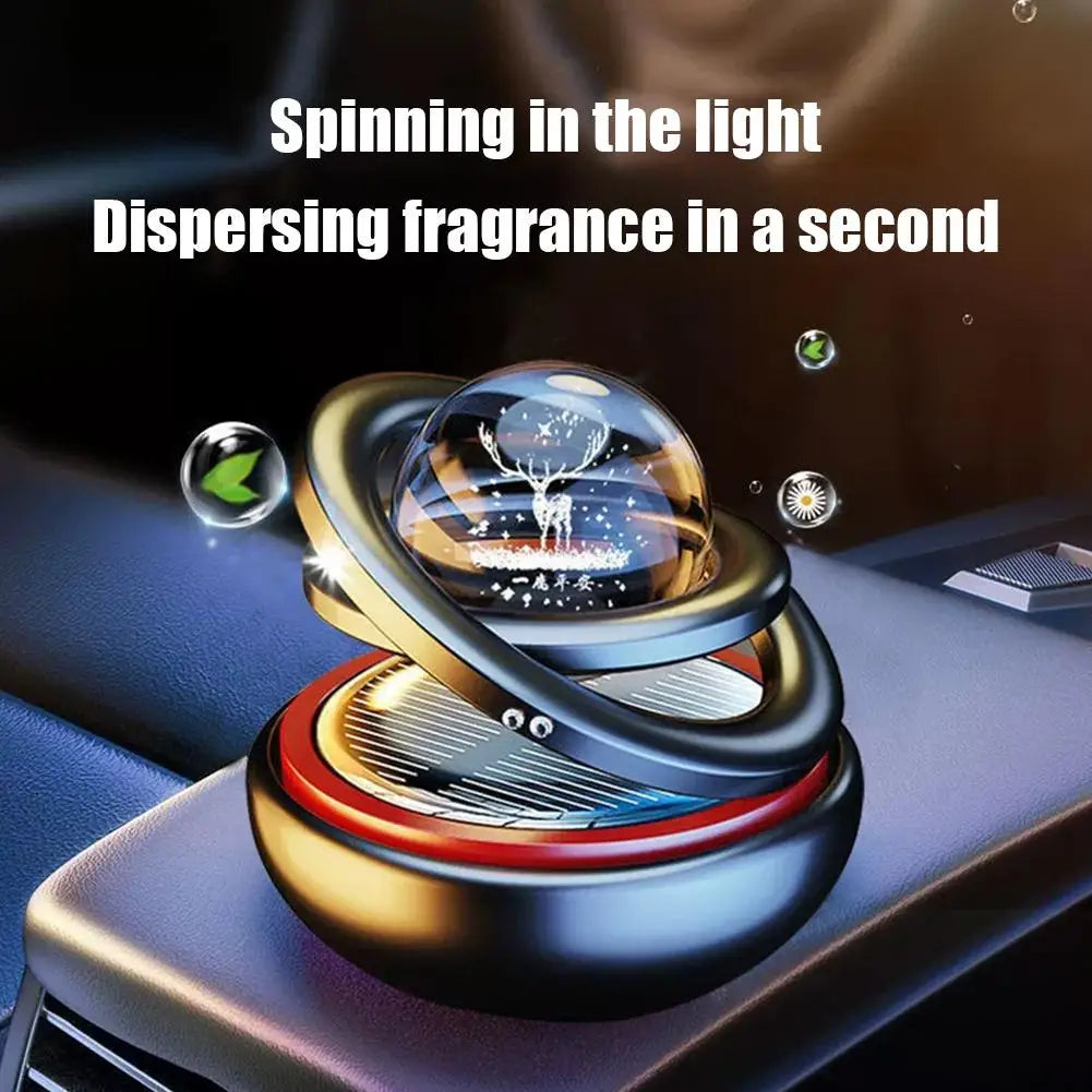 Solar Car Air Freshener Rotating Aromatherapy Diffusing Car Interior Air Freshener Perfume Fragrance Mist Without Tablet ﻿