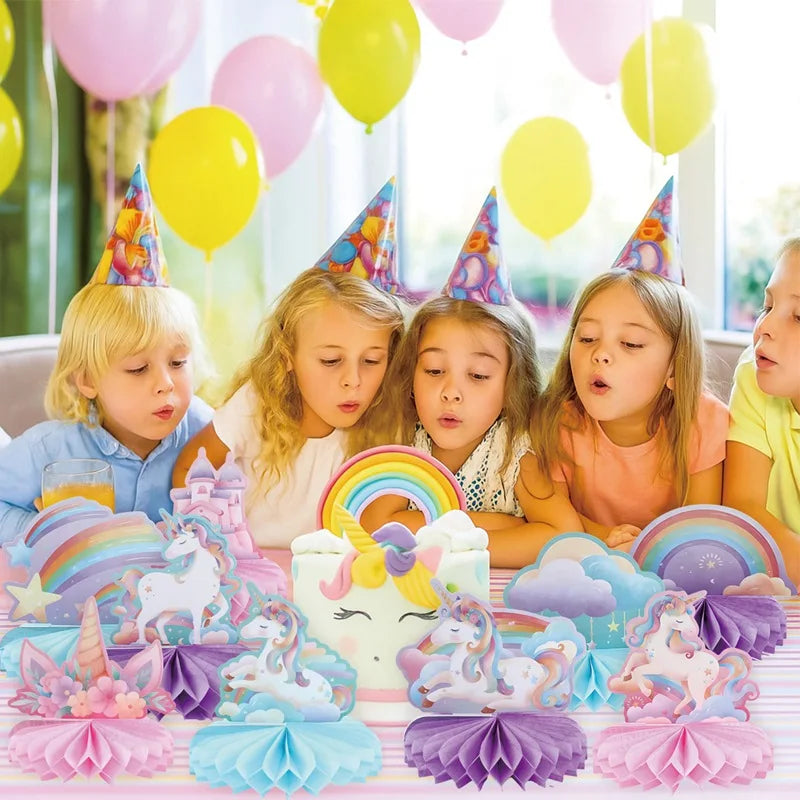 Rainbow Unicorn Honeycomb Ornament Set Rainbow Unicorn Birthday Party Decoration Kids Baby Shower Birthday Party Supplies