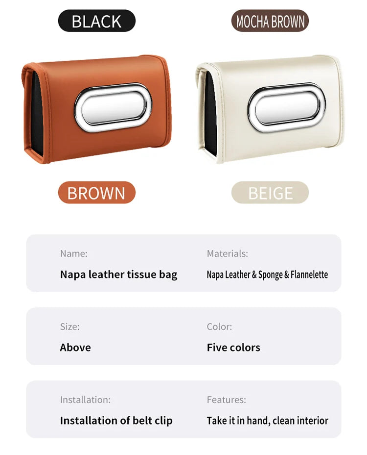 Toyota car tissue box holder flip-top design hanging car seat back tissue box PU leather high quality